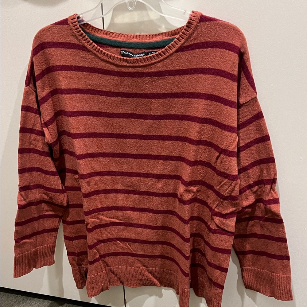 Gudrun Sjoden Burgundy and Rust Striped Sweater